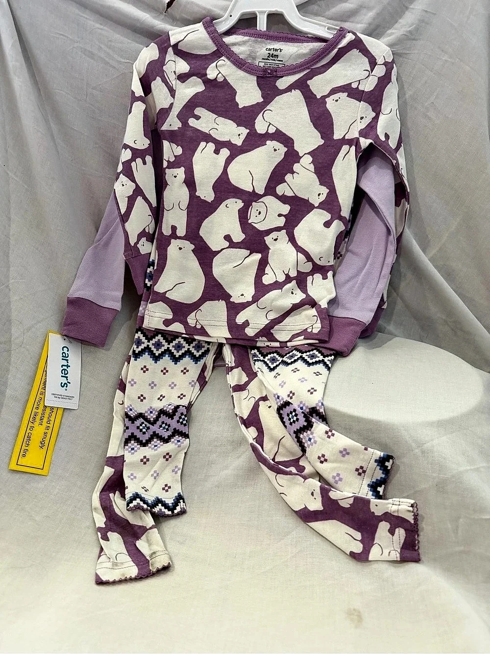 Carter's 4-Piece Animal Pajama Set Purple & White 24M NWT